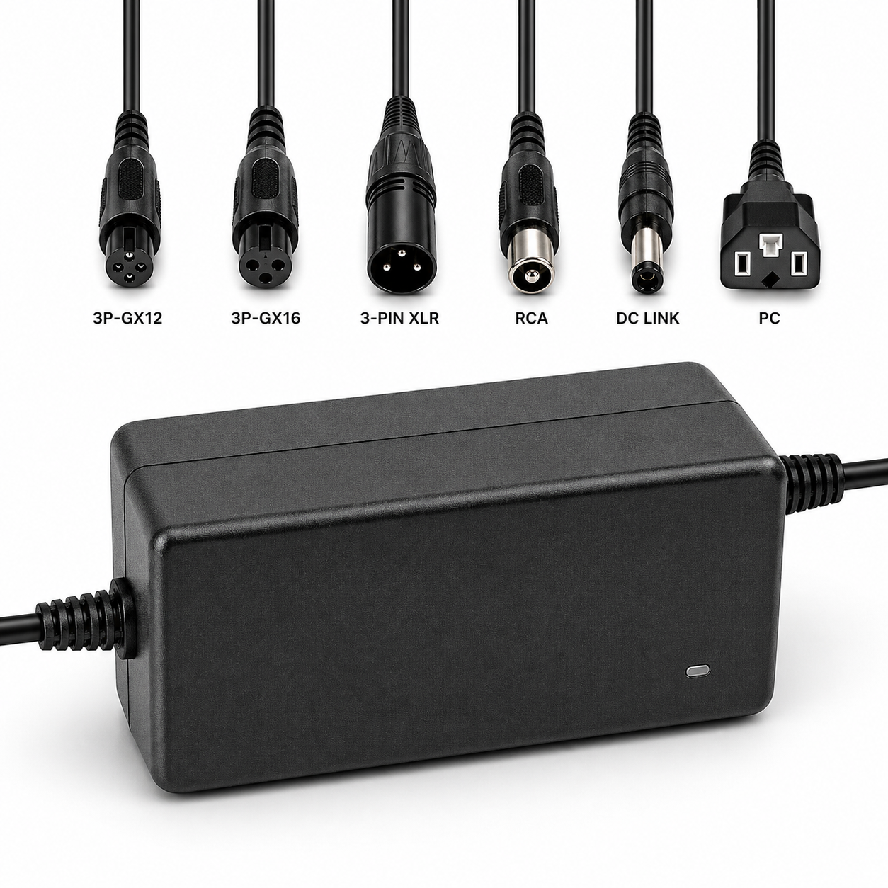 Încărcător Li-ion 54,6V/2A cu 6 Capete de Conectare – Compatibil cu Trotinete Electrice, Biciclete, Hoverboard și Scooter, Culoare Neagră