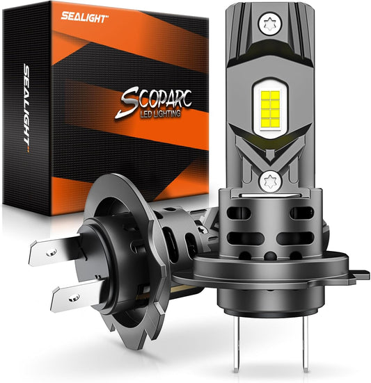 Becuri LED Auto H7 230000LM – Set 2 Becuri LED Super Bright pentru Faruri, 6000K Alb Rece, Plug & Play