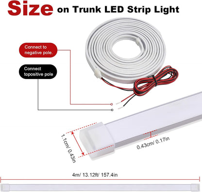 Bandă LED Auto 5M Portbagaj 12V – Iluminare LED Alb Cald 3200K, Waterproof, Flexibilă, Universală