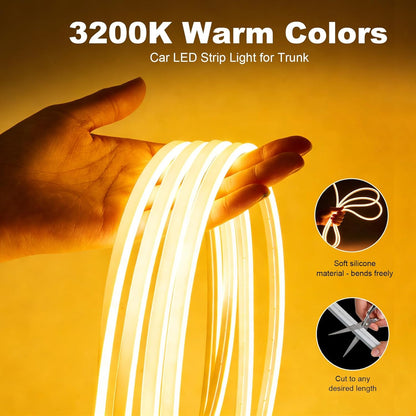 Bandă LED Auto 5M Portbagaj 12V – Iluminare LED Alb Cald 3200K, Waterproof, Flexibilă, Universală
