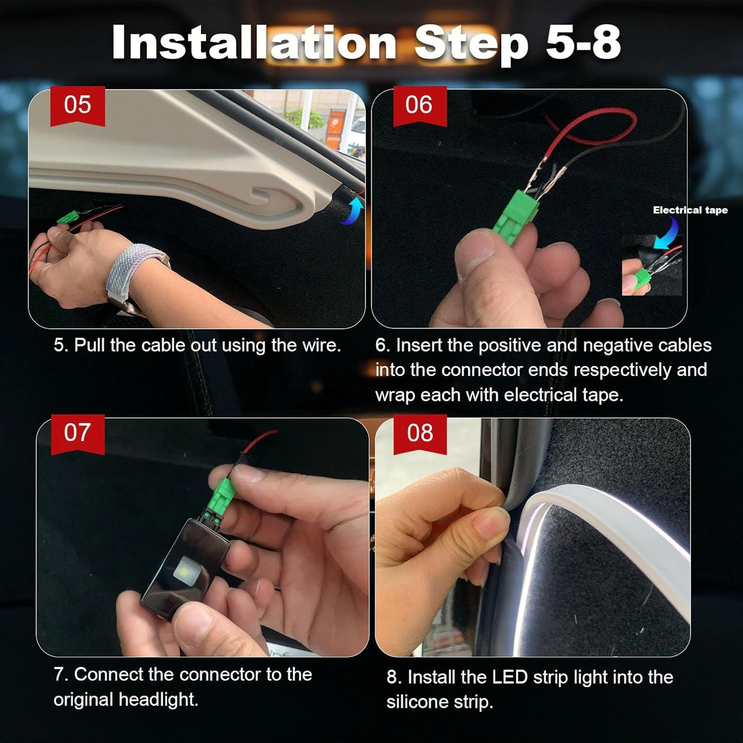 Bandă LED Auto 5M Portbagaj 12V – Iluminare LED Alb Cald 3200K, Waterproof, Flexibilă, Universală