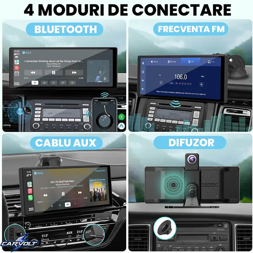 Tabletă Auto Wireless Apple CarPlay & Android Auto 10,26″, Ecran Mare HD, Compatibilă cu Orice Automobil, Navigație, Muzică și Apeluri Hands-Free