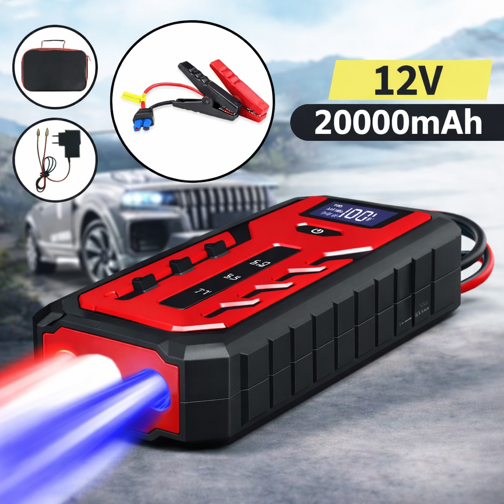 Starter Auto CarVolt 4 în 1 – Pornire de Urgență, Lanternă LED, Power Bank si Încărcare Wireless