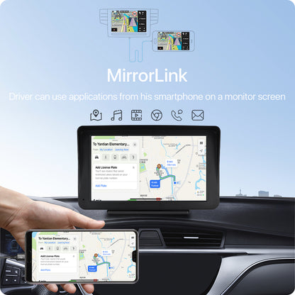 Monitor Auto Portabil 7″ Wireless Apple CarPlay & Android Auto – Ecran Multimedia Touch pentru Automobil