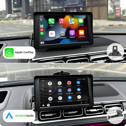 Monitor Auto Portabil 7″ Wireless Apple CarPlay & Android Auto – Ecran Multimedia Touch pentru Automobil