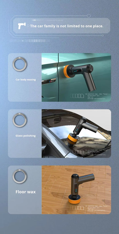 Polisher Auto Fără Fir pentru Lustruire și Ceară – Mașină de Polish Wireless cu 3 Trepte de Viteză, Dual Track, Încărcare USB Type-C