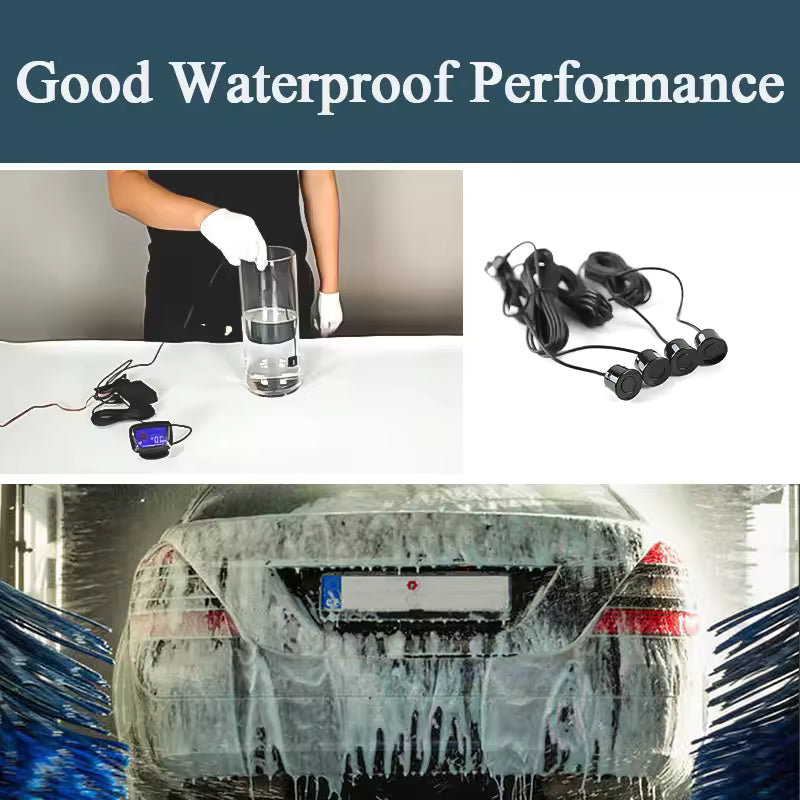 Senzori Parcare Auto 22mm cu Afișaj LCD – Sistem Asistență Marșarier cu 4 Senzori, Avertizare Sonoră și Vizuală, Montaj Universal