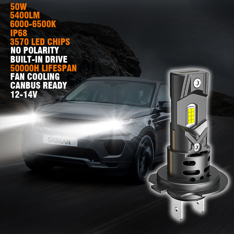 Becuri LED Auto H4 300W 30000LM Mini – Set LED Faruri 6000K Alb Rece, Design Compact 1:1 Halogen, Plug & Play