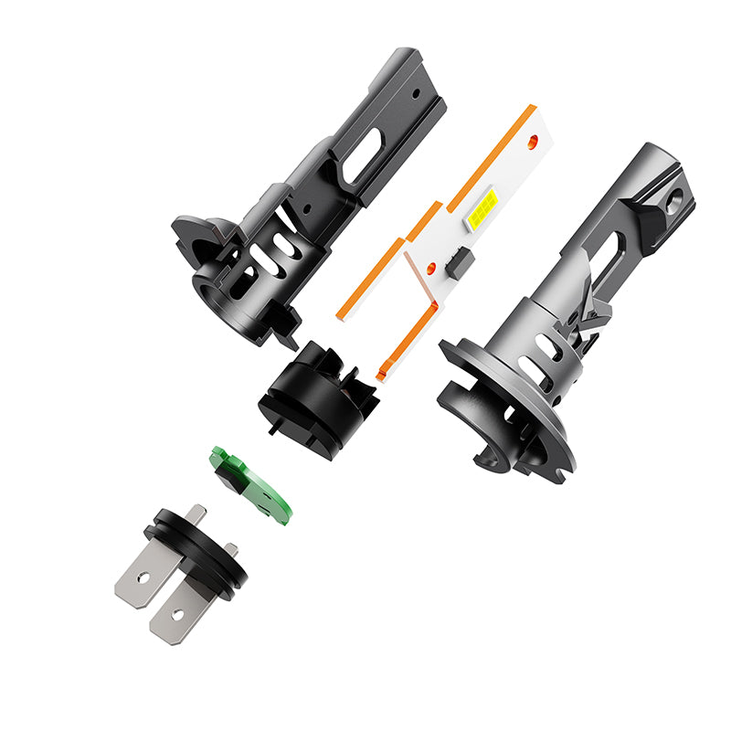 Becuri LED Auto H4 300W 30000LM Mini – Set LED Faruri 6000K Alb Rece, Design Compact 1:1 Halogen, Plug & Play