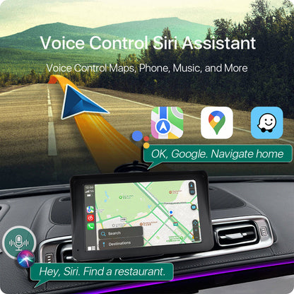 Monitor Auto Portabil 7″ Wireless Apple CarPlay & Android Auto – Ecran Multimedia Touch pentru Automobil