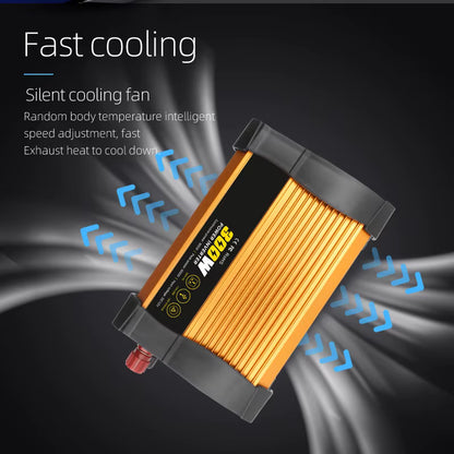 Invertor Auto 300W 12V–220V, Priză AC și Port USB, Convertor Curent Puternic pentru Mașină, Camper și Rulotă, Ventilator de Răcire, Protecții Multiple