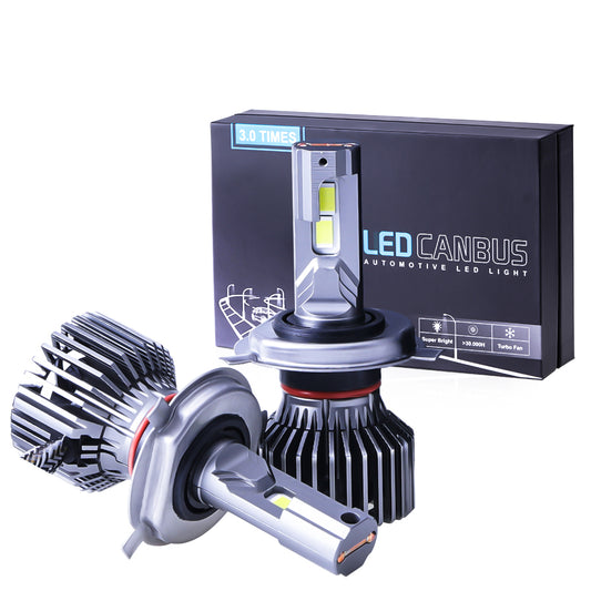 Becuri LED Auto H7 430W 30000LM CANBUS – Set 2 Becuri LED Super Bright pentru Faruri, 6000K Alb Rece, Răcire Activă