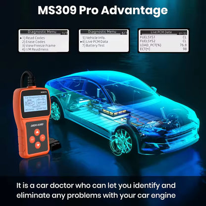 Tester Diagnoză Auto OBD2 MS309 Pro, Scanner Profesional Check Engine, Citire și Ștergere Coduri Eroare, Live Data în Timp Real, Plug & Play pentru Autoturisme
