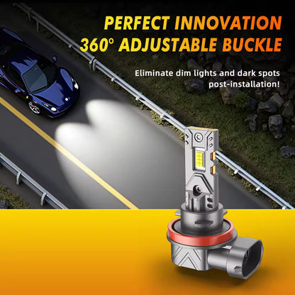 Becuri LED Auto H11 21000LM – Set 2 Becuri LED Super Bright pentru Faruri, 6000K Alb Rece, Plug & Play