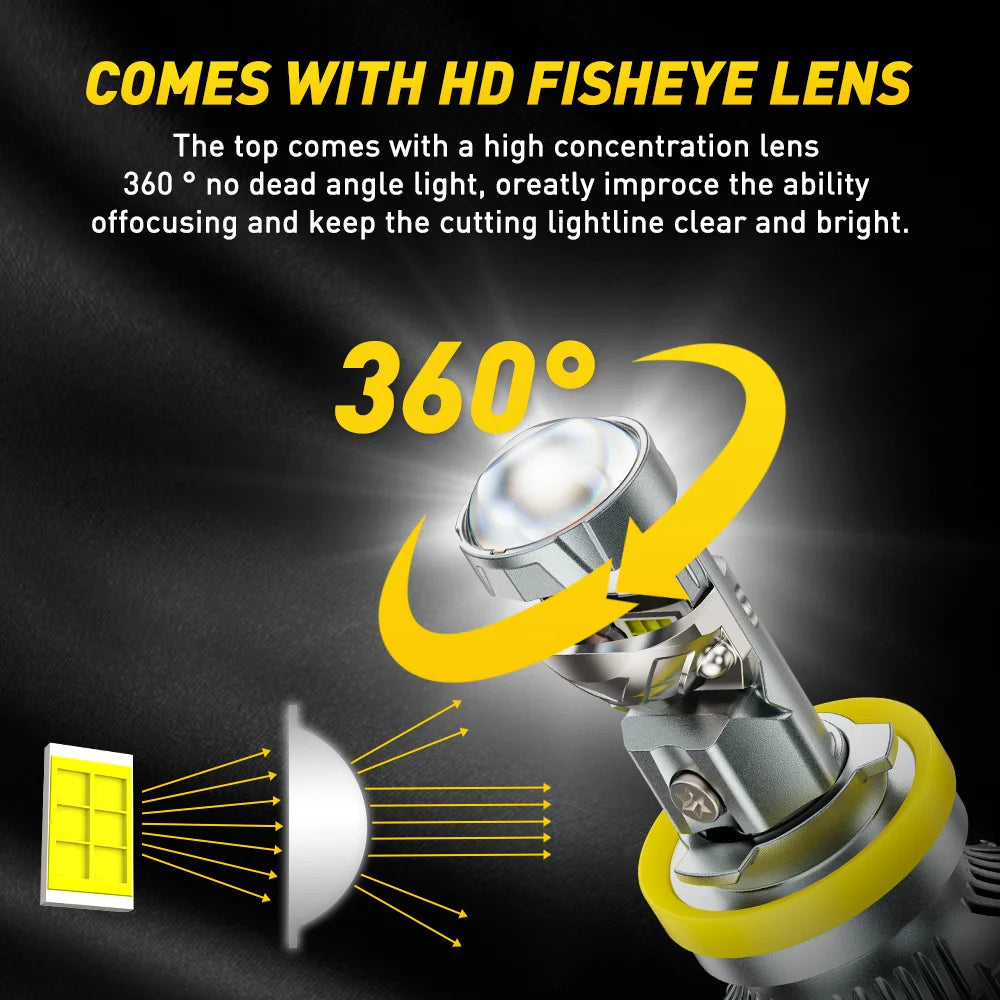 Becuri LED Auto H7 cu Lupa Proiector 30.000LM – Set LED Faruri 6500K Alb Rece, High Power 110W