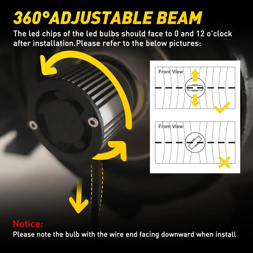 Becuri LED Auto H7 cu Lupa Proiector 30.000LM – Set LED Faruri 6500K Alb Rece, High Power 110W