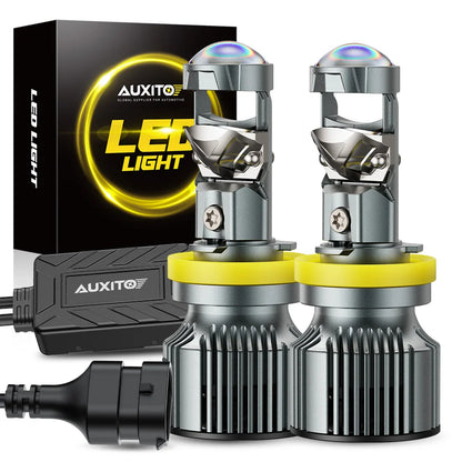 Becuri LED Auto H7 cu Lupa Proiector 30.000LM – Set LED Faruri 6500K Alb Rece, High Power 110W