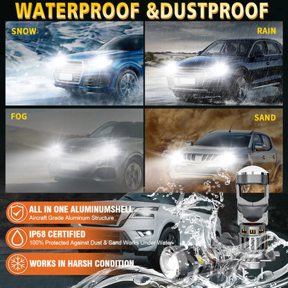 Becuri LED Auto H7 cu Lupa 30.000LM – Set LED Faruri 6000K Alb Rece cu CSP Chip