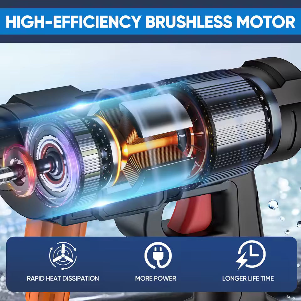 Aparat de Spălat cu Presiune Portabil 48V, Pistol Spălare Auto Fără Fir, Acumulator, Aspirare Apă din Găleată, Set Complet Accesorii