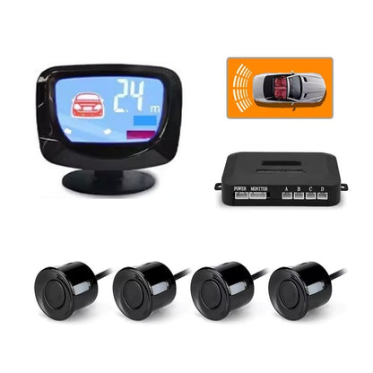 Senzori Parcare Auto 22mm cu Afișaj LCD – Sistem Asistență Marșarier cu 4 Senzori, Avertizare Sonoră și Vizuală, Montaj Universal