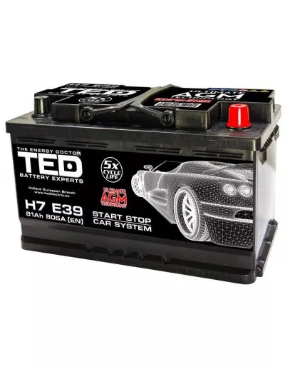 Baterie Auto 12V 81Ah Start Stop, Pornire 805A, Dimensiuni 315x175x190 mm Borna Dreapta Ted Electric TED003829
