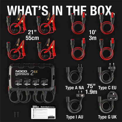 Redresor Acumulatori NocoGenius 2x4, 6V 12V, 2A, Încarcă 4 Acumulatori 40A