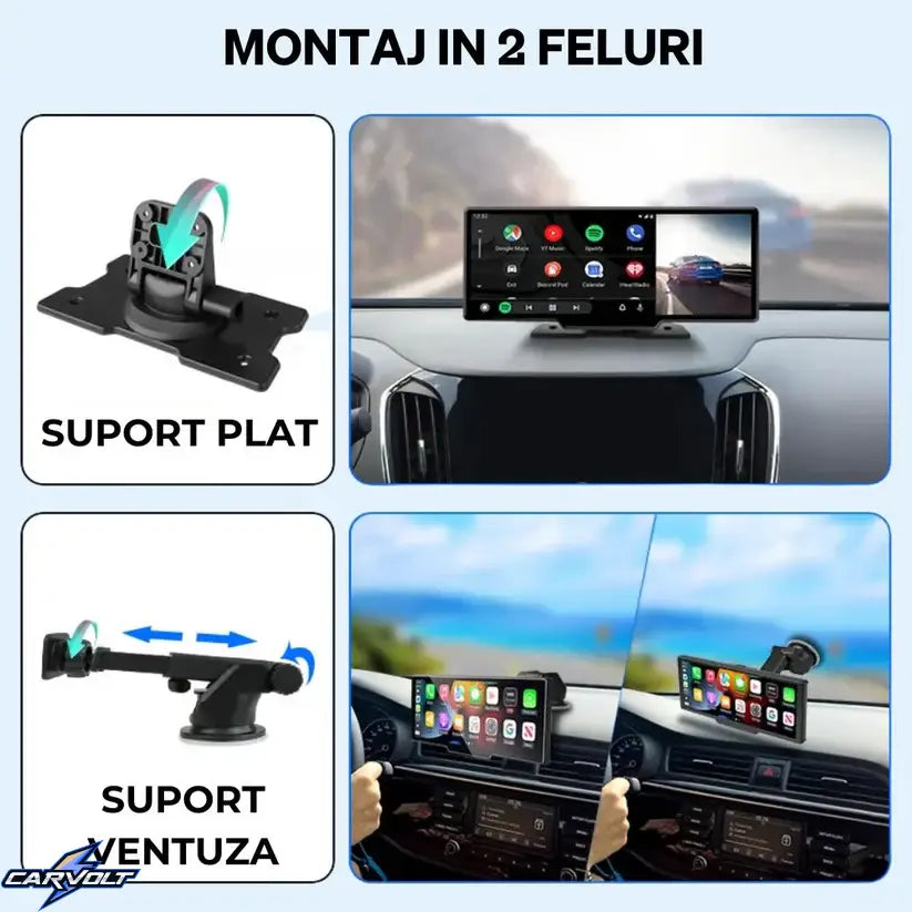 Tabletă Auto Wireless Apple CarPlay & Android Auto 10,26″, Ecran Mare HD, Compatibilă cu Orice Automobil, Navigație, Muzică și Apeluri Hands-Free